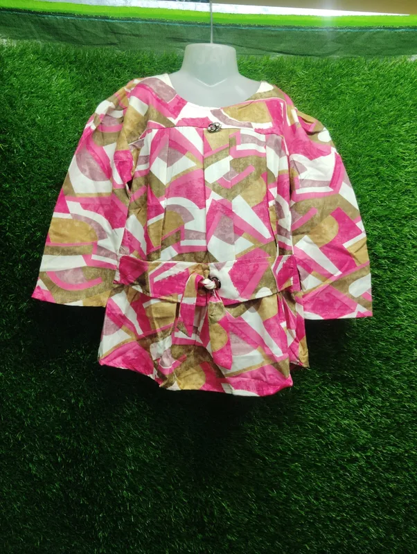 Abstract Belted Western Top Pink