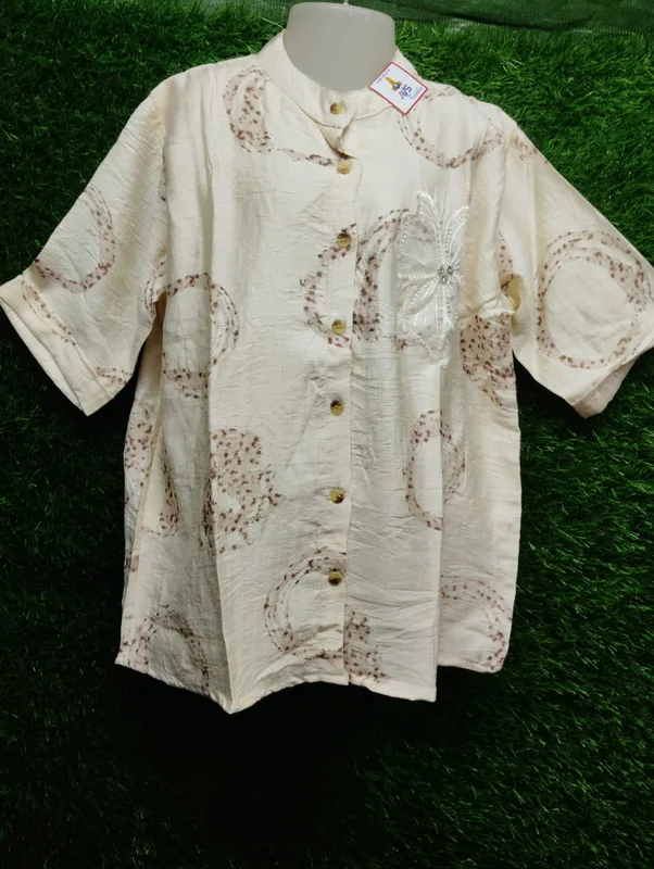 Elegant Beige Printed Shirt Top