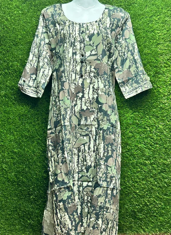 Women's Rayon Camouflage Print Maxi Dress