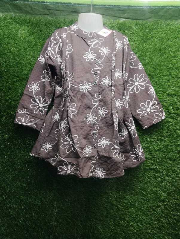 Floral Layered Frock Top Brown