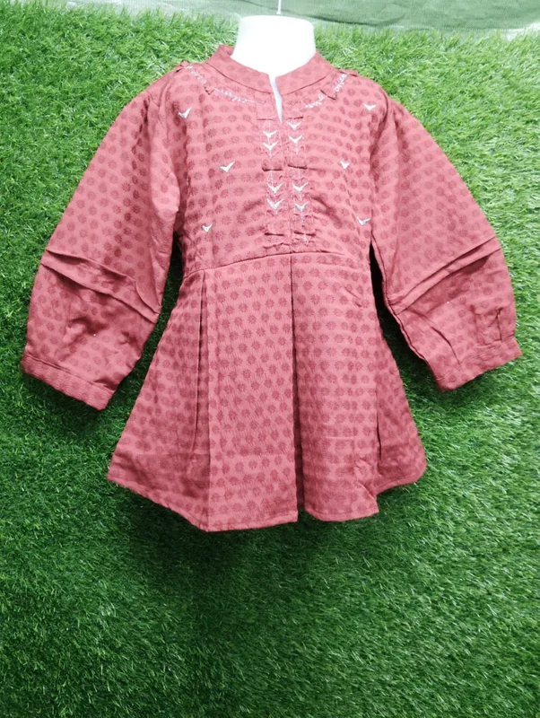 Embroidered Ethnic Frock Top Maroon