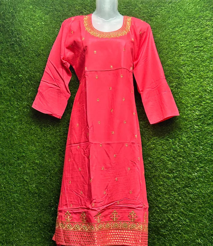 Women's Satin Embroidered Kurti