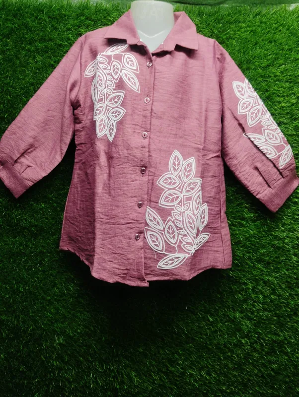 Mauve Leaf Printed Shirt