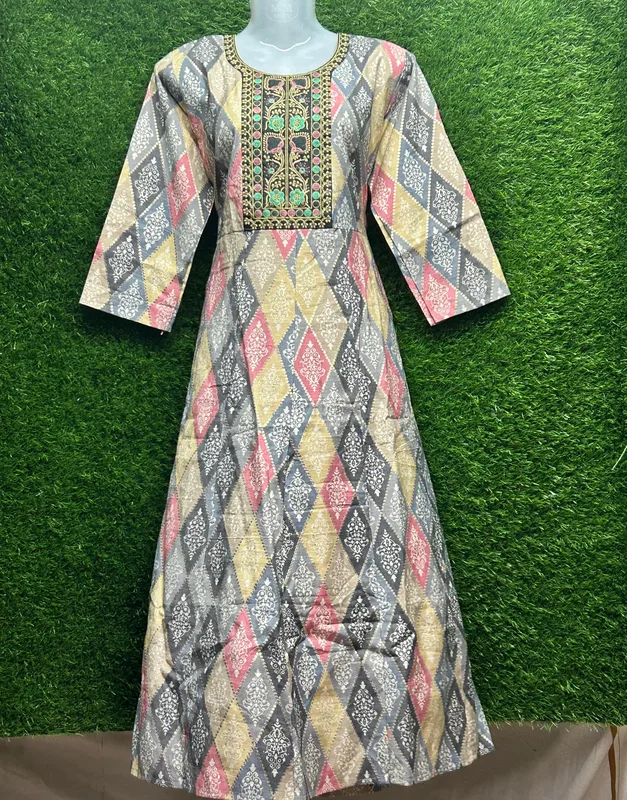 Women's Georgette Kurti with Embroidered Panel