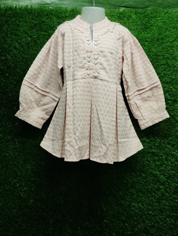 Embroidered Ethnic Frock Top Cream