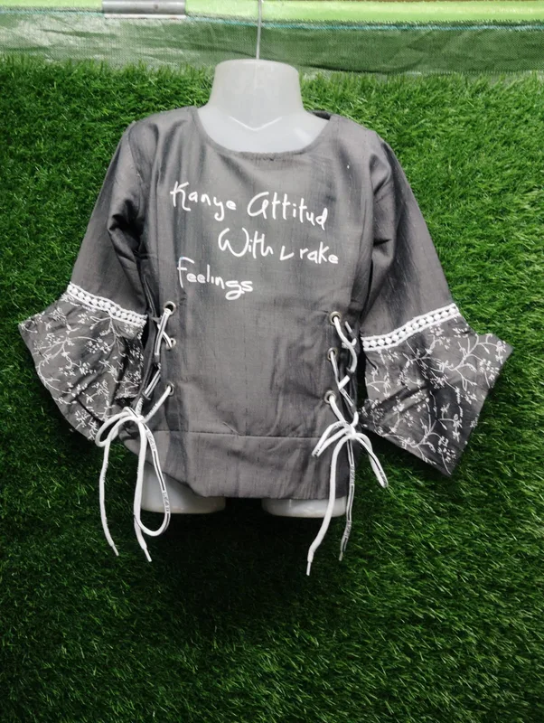 Women's Rayon Lace-Up Sleeve Top