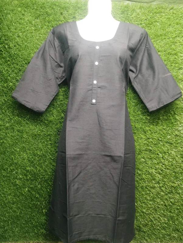 Women's Black Rayon Button-Up Dress