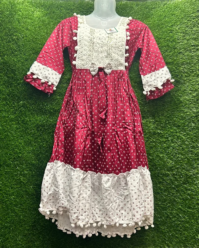 Women’s Red Ethnic Fusion Midi Dress with Embroidery