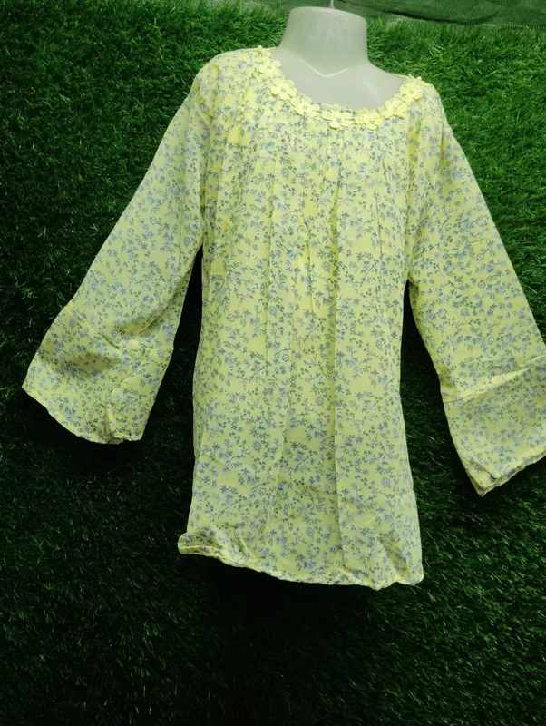Yellow Floral Kurti Top