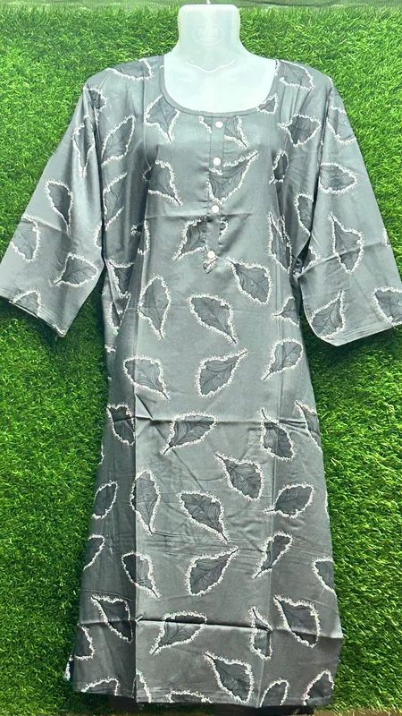 Women's Rayon Button-Up Top with Leaf Print