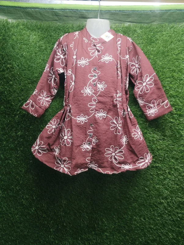 Floral Layered Frock Top Maroon