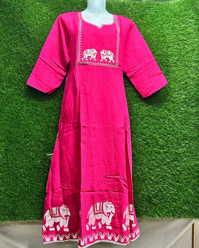 Women's Cotton Elephant Embroidered Tunic