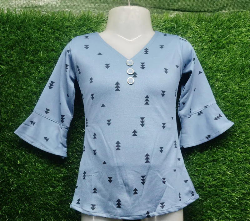 Women's Rayon Tree-Printed Button-Up Top